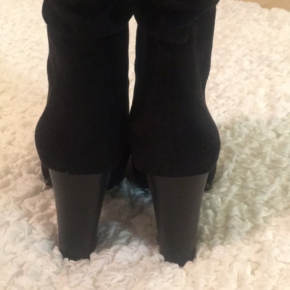 Black Faux Suede Ankle Booties - Picture 4 of 8